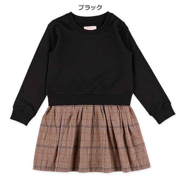 Plain T-Shirt with Checked Skirt (Winter, Spring, Autumn)