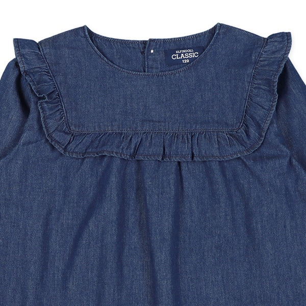 Frilled Denim Blouse (Winter, Spring, Autumn)