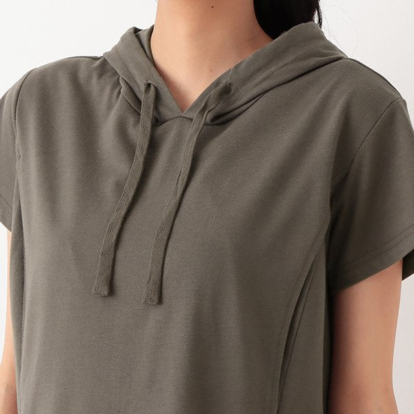 Short Sleeve Hooded Maternity One Piece