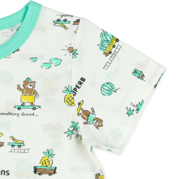 Bear Short Sleeve T-shirt and High Waist Pants Set