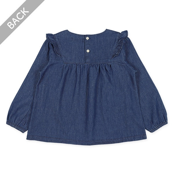 Frilled Denim Blouse (Winter, Spring, Autumn)
