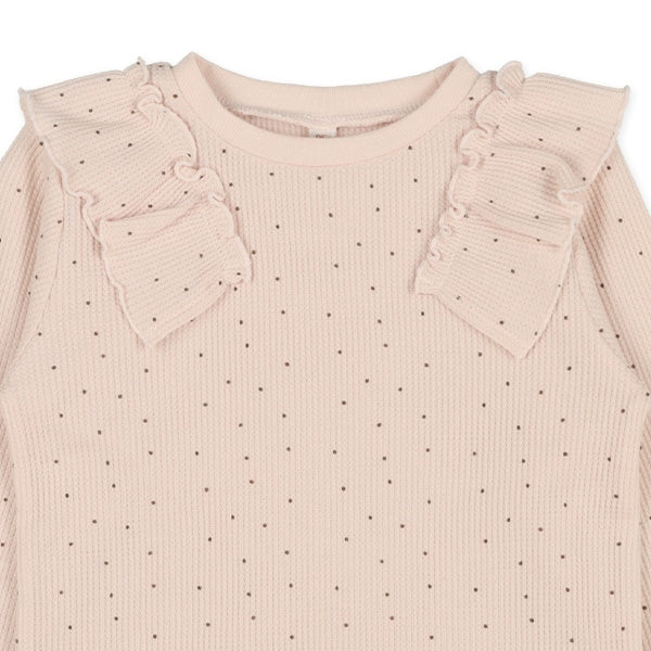 Shoulder Ruffle Waffle T-Shirt (Winter, Spring, Autumn)