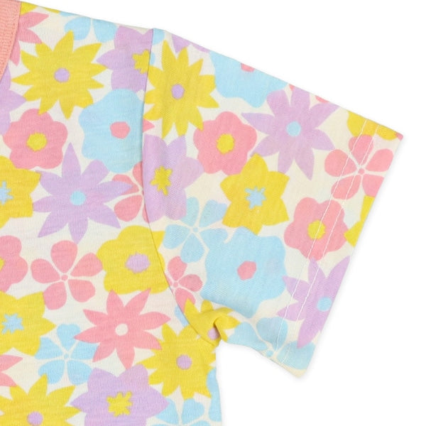 Floral Short Sleeve T-shirt and High Waist Pants Set