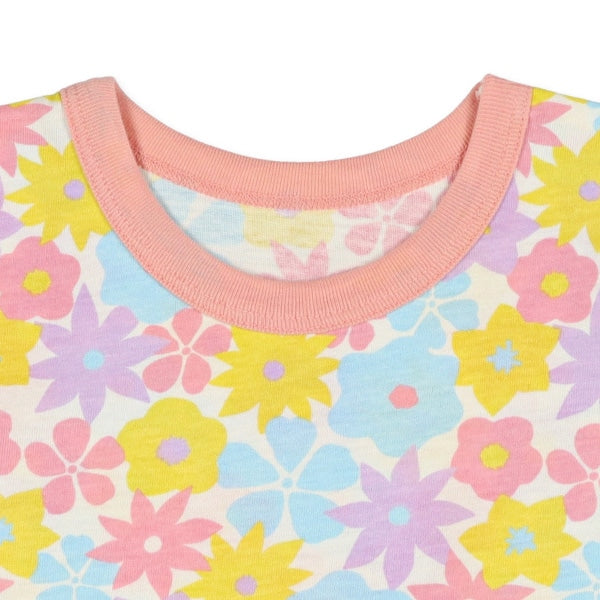 Floral Short Sleeve T-shirt and High Waist Pants Set