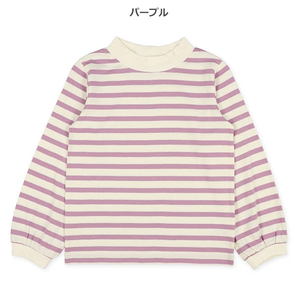 Striped Mock Neck T-shirt (Winter, Spring, Autumn)