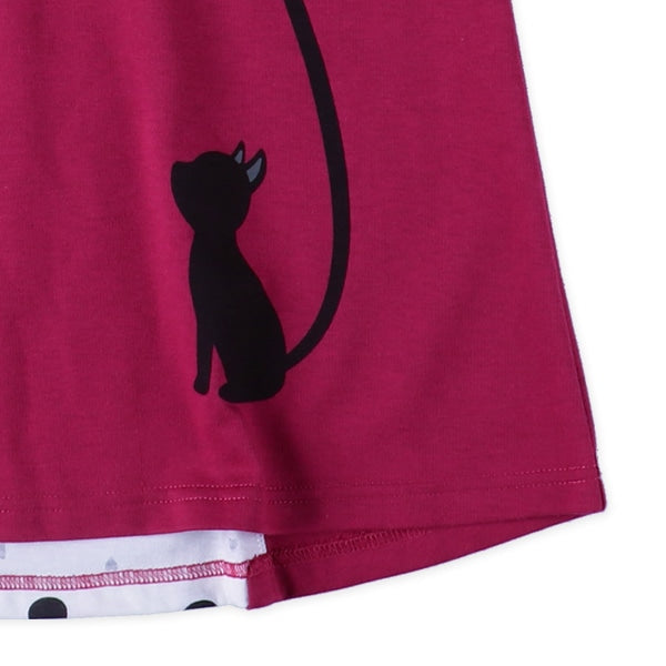 Long-Tail Cat Print T-Shirt (Winter, Spring, Autumn)