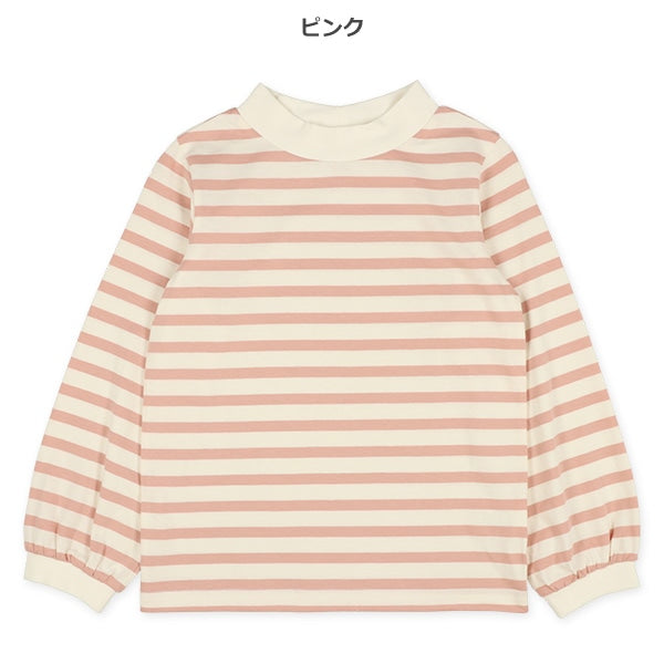 Striped Mock Neck T-shirt (Winter, Spring, Autumn)