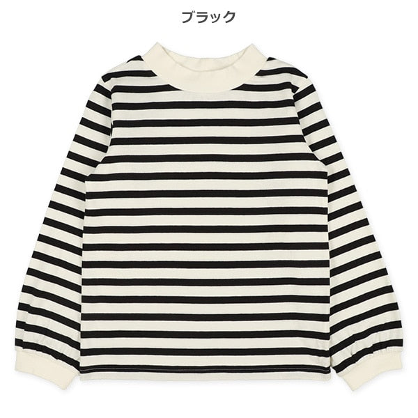 Striped Mock Neck T-shirt (Winter, Spring, Autumn)