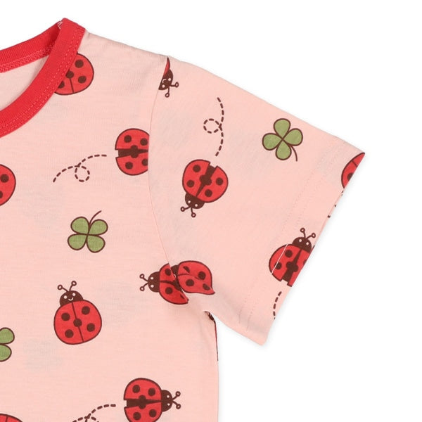 Ladybug Short Sleeve T-shirt and High Waist Pants Set