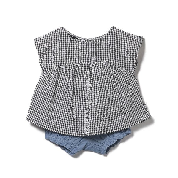 Checkered Sleeveless Blouse and Shorts Set