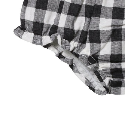 Checkered Sleeveless Blouse and Shorts Set