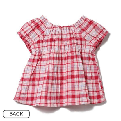 Checkered Short Sleeve Blouse and Shorts Set