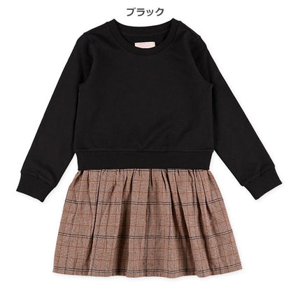 Plain T-Shirt with Checked Skirt (Winter, Spring, Autumn)