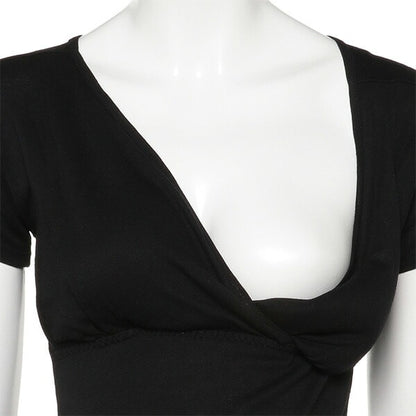 Cross-Front French Sleeve Dress