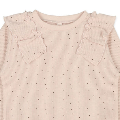 Shoulder Ruffle Waffle T-Shirt  (Winter, Spring, Autumn)