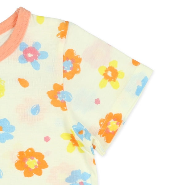 Floral Short Sleeve T-shirt and High Waist Pants Set