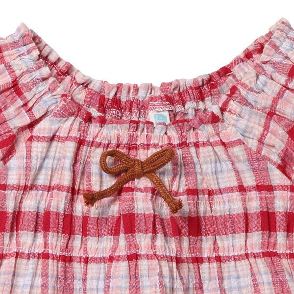 Checkered Short Sleeve Blouse and Shorts Set