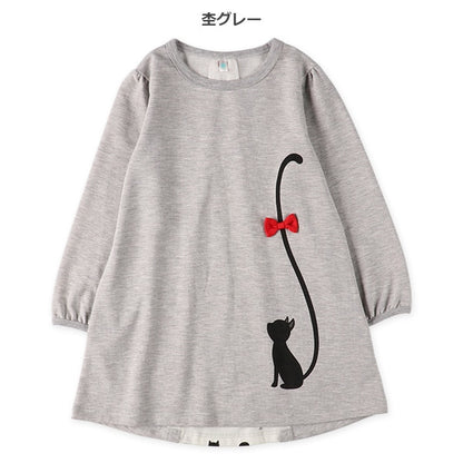 Long-Tail Cat Print T-Shirt (Winter, Spring, Autumn)