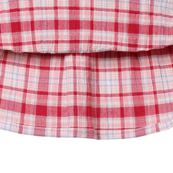 Checkered Short Sleeve Blouse and Shorts Set