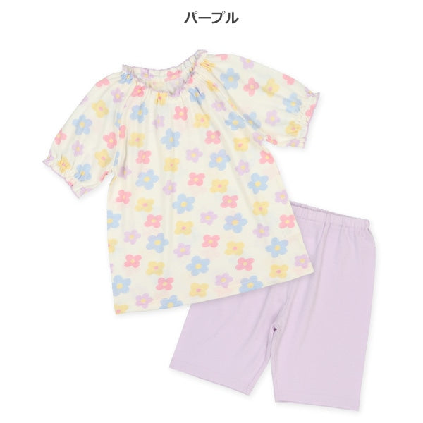 Colorful Floral Short Sleeve T-shirt and Pants Set