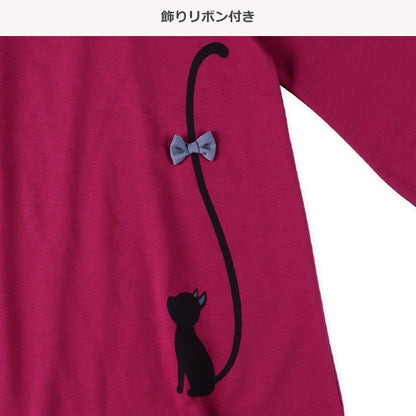 Long-Tail Cat Print T-Shirt (Winter, Spring, Autumn)