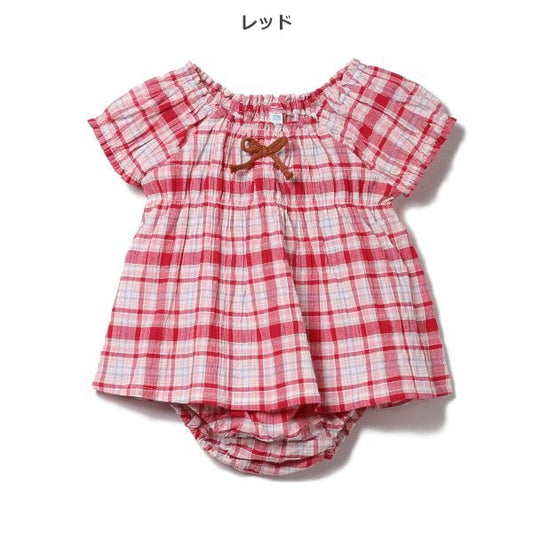 Checkered Short Sleeve Blouse and Shorts Set