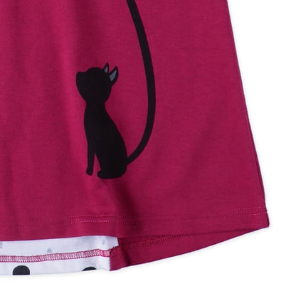 Long-Tail Cat Print T-Shirt (Winter, Spring, Autumn)