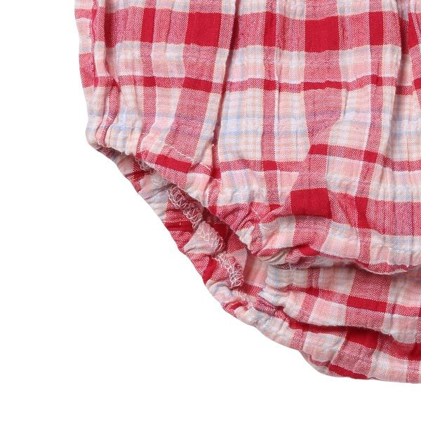 Checkered Short Sleeve Blouse and Shorts Set
