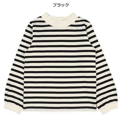 Striped Mock Neck T-shirt (Winter, Spring, Autumn)