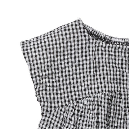Checkered Sleeveless Blouse and Shorts Set
