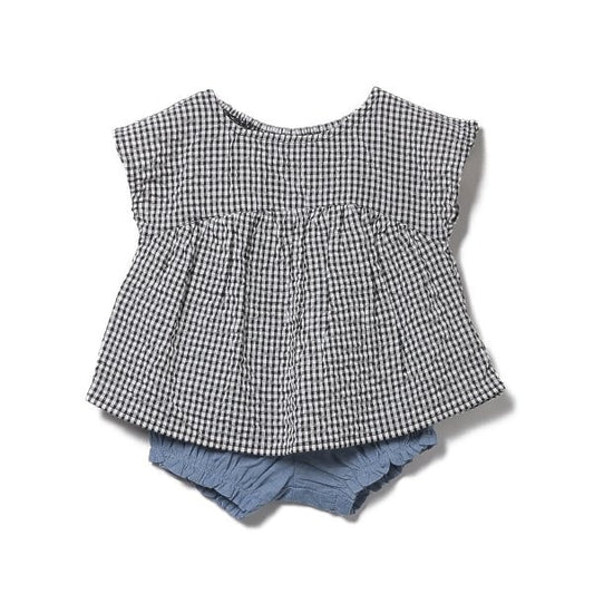 Checkered Sleeveless Blouse and Shorts Set