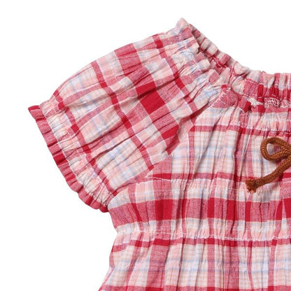 Checkered Short Sleeve Blouse and Shorts Set