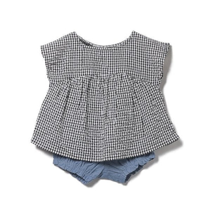 Checkered Sleeveless Blouse and Shorts Set